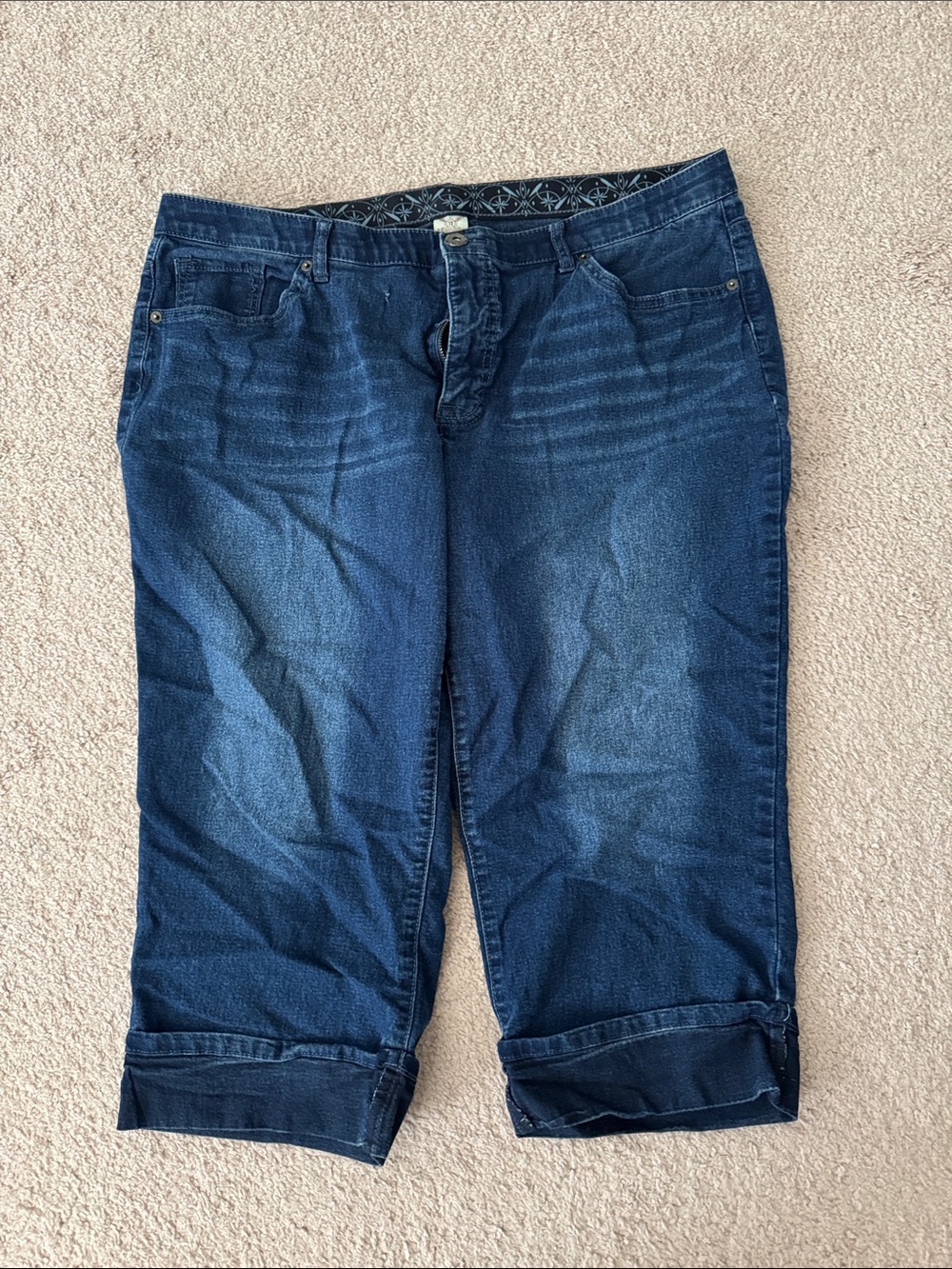 Faded Glory Dark Blue Cropped Denim Capris